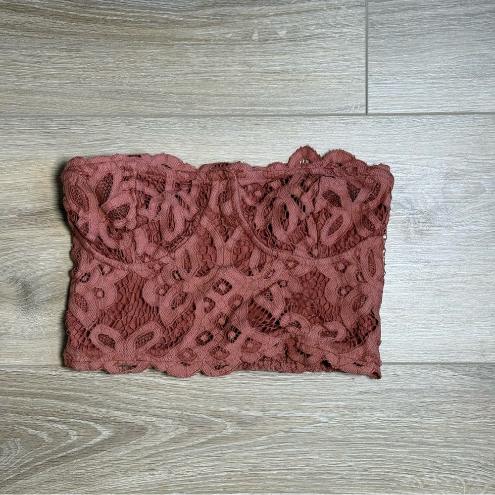 FP One Free People Lace Bandeau in Rust Size Small